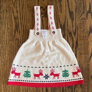 Hanna Andersson HOLIDAY Cream Knit Dress with Red Accents